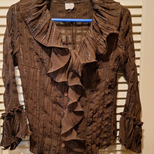Axer brown shirt with three-quarter sleeves and strass used