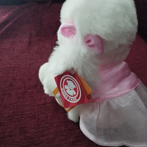 Anee Park Poodle Plush Dog White with Pink Dress like new