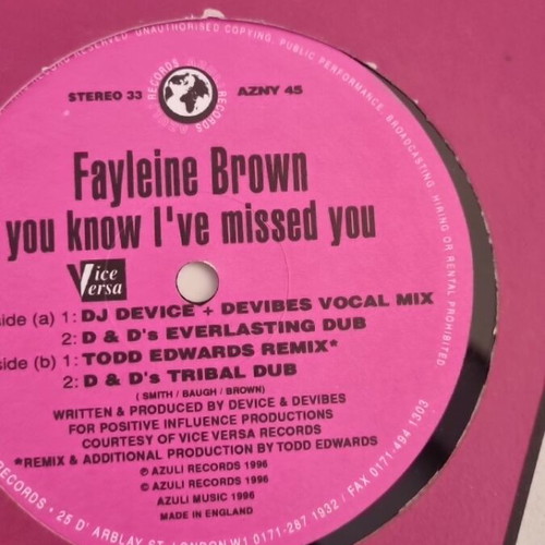 Faulene Brown You Know I Missed You vinyl used