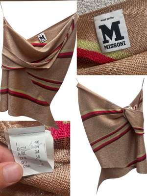 Missoni Χρυσό λαμπερό πλεκτό τοπ με ντραπέ, μεταχειρισμένο, μέγεθος L