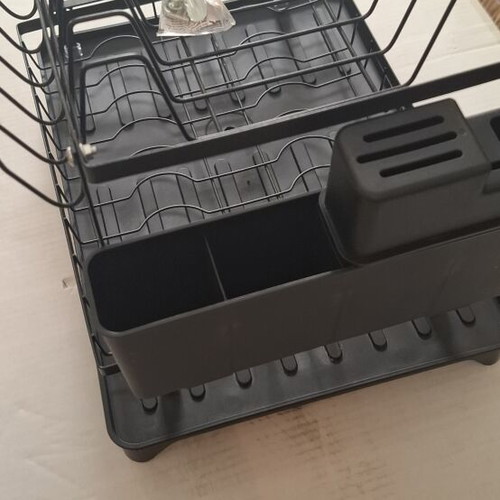 Dish rack with 12 plate slots, new, includes assembly tools