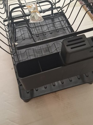 Dish rack with 12 plate slots, new, includes assembly tools