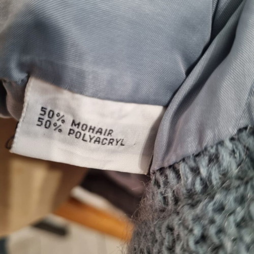 Sergio Di Laurenti vintage 80s/90s μπουφάν ζακέτα μοχέρ oversized, παστέλ γεωμετρικό πλέξιμο, μέγεθος L