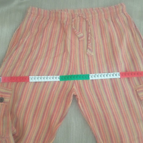 Y2K Boho Hippie Striped Summer Cargo Harem Cotton Pants used, size M