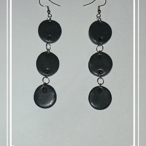 Handmade earrings new, black with stainless steel hoops
