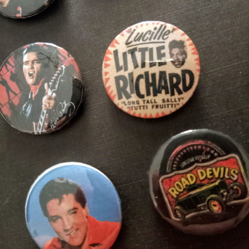 Rockabilly pin badges, old school rock n roll