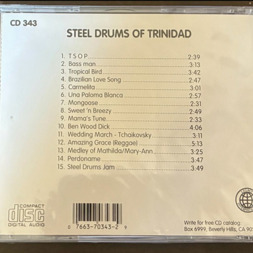 Steel Drums of Trinidad CD, traditional music