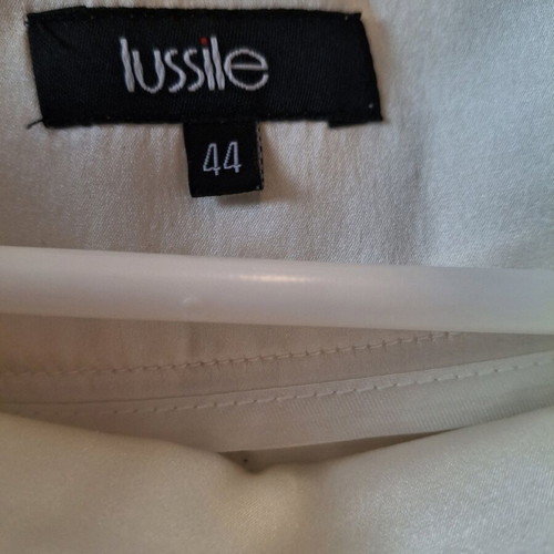 Satin skirt and top set like new, white and blue