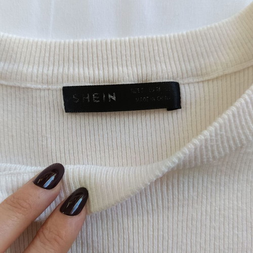 Shein white lightweight ribbed knit sweater used, size S