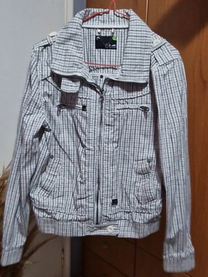 Emerson women's jacket used, thin checkered white-gray-black