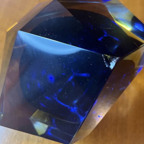 Vintage Murano σταχτοδοχείο cobalt blue μεταχειρισμένο, χειροποίητο ιταλικό γυαλί