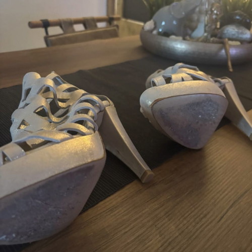 Tsitsivas sandals like new, metallic gold and silver, heel height 12cm, size 39