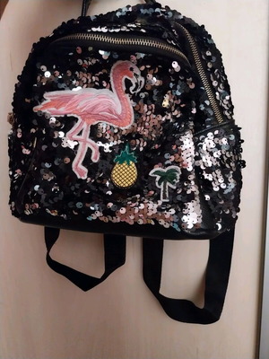 Children's backpack with sequins like new, black