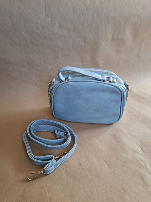 Leather hand bag new, turquoise with strap