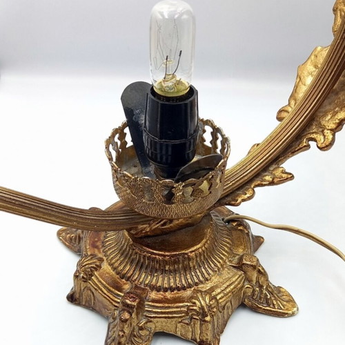 Metal old lamp with glass chimney used