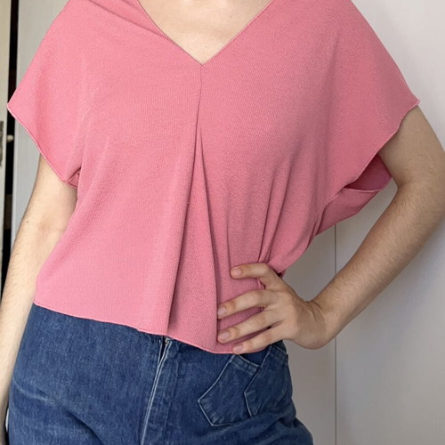 Rib summer blouse pink used, size M