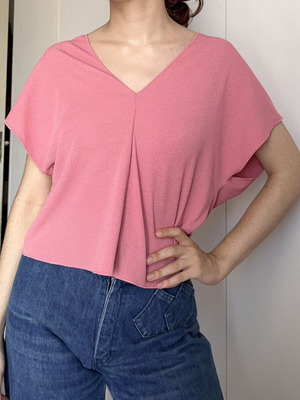 Rib summer blouse pink used, size M