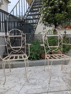 Retro iron garden chairs used, set of 2, without cushions