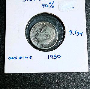 Ασημένιο ΗΠΑ 1 dime 1950