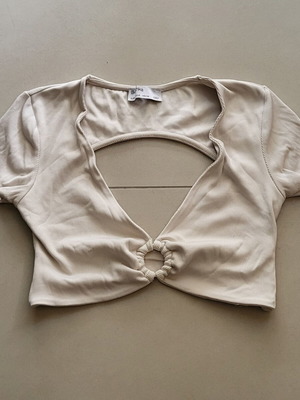 Bershka summer crop top like new, white beige, sizes S/M/L