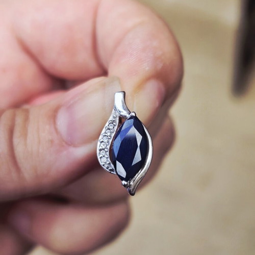 Silver earrings with sapphires and diamonds like new, English clasp
