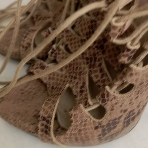 Zara sandals used, brown croco pattern, 12 cm heel, size 36