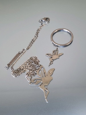Nomination jewelry set used, stainless steel with zircon
