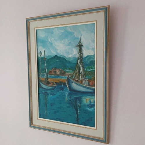 Used painting depicting Nafplio 62x47 cm in frame