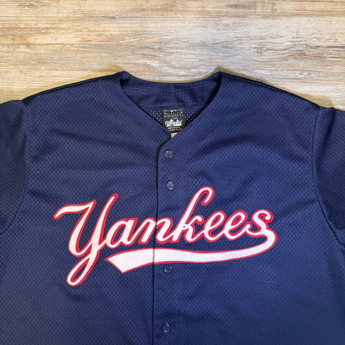 Yankees baseball jersey used, XL, navy blue mesh