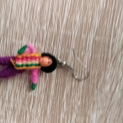 Thread and wool earrings new, boho handmade with traditional costume