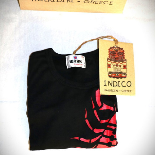 Work T-Shirt Scorpio long sleeve vintage size M black red cotton