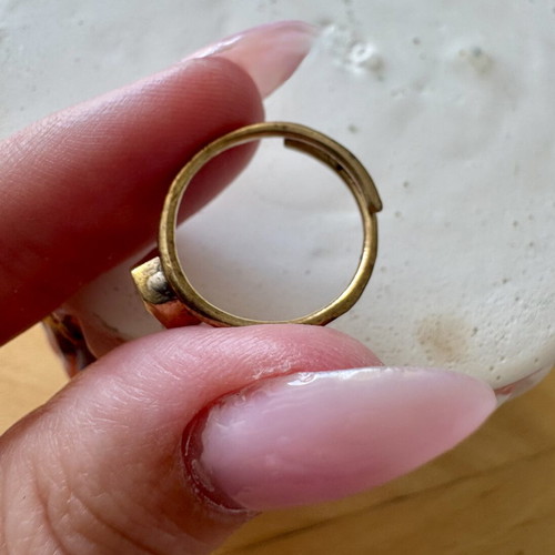 Minimalist Geometric Gold Tone Open Ring adjustable, like new