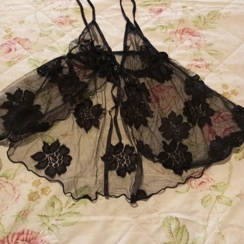 Black Babydoll Milena by Paris new, lace floral pattern