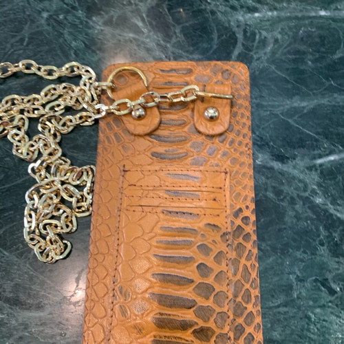 Genui phone case bag new with crocodile-style leather and gold chain