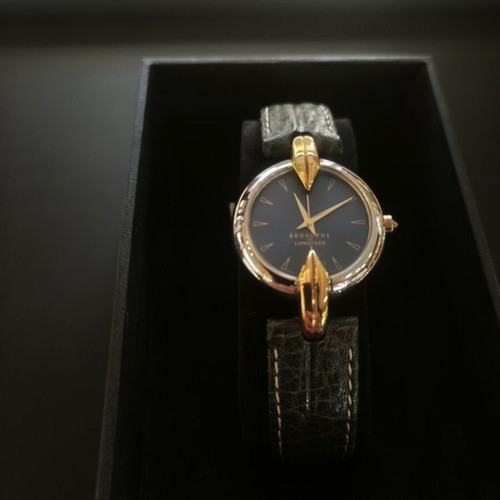 Longines Rodolphe women's watch 34mm NOS navy blue dial leather