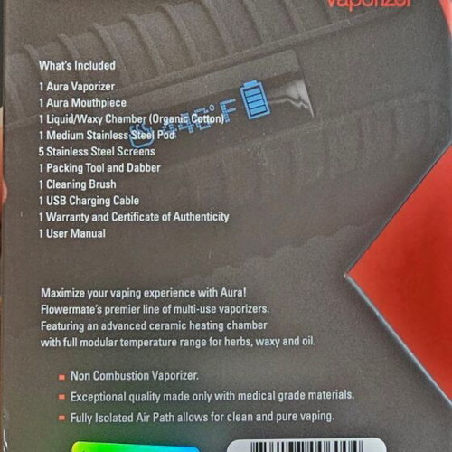 Flowermate Aura Vaporizer new, complete set for dry herbs, oils, wax