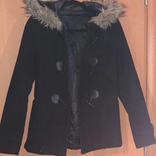 Short coat with hood used, black, size S