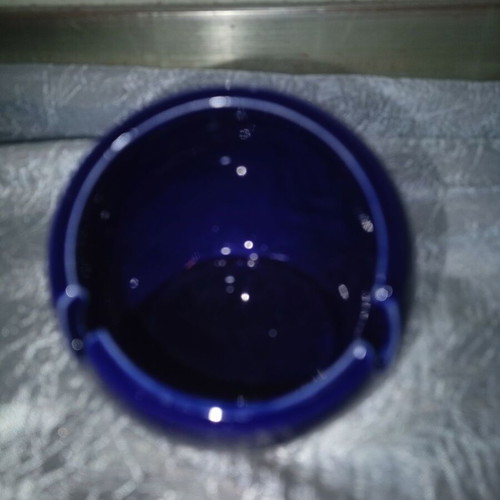 Olympic Airways collectible ashtray, deep blue glass