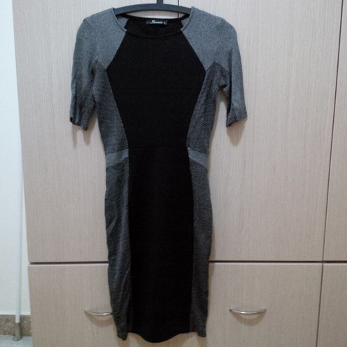 Italian midi pencil dress fitted, like new, black-gray, size S-M