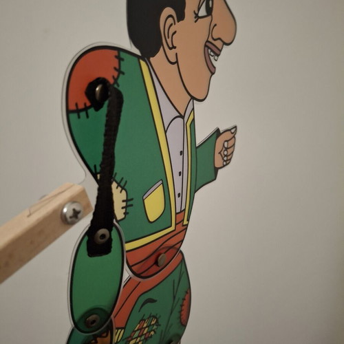 Karagiozis shadow theatre figure with wooden springs