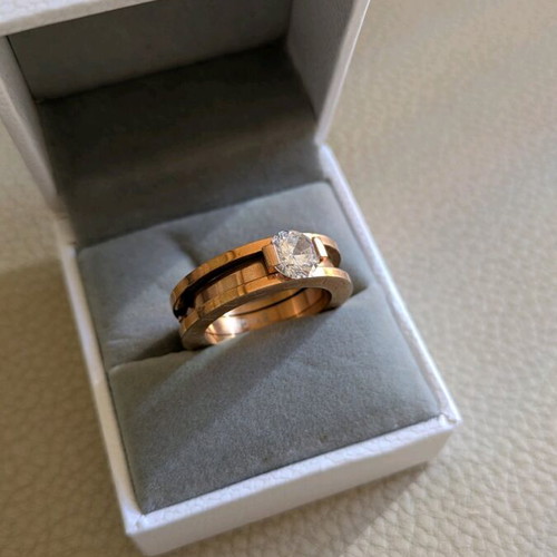 Steel ring gold double with removable inner part