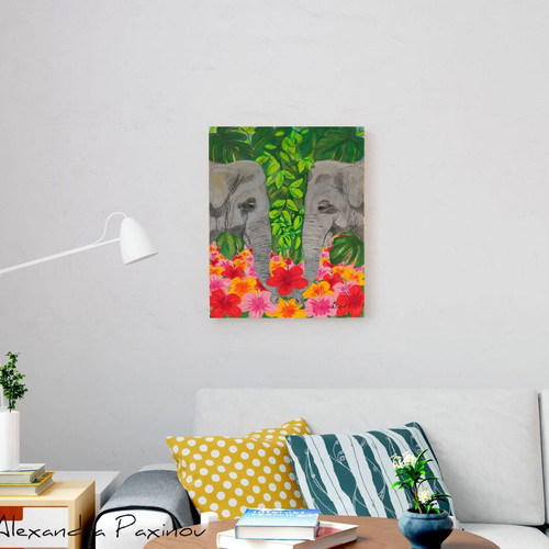 Elephants in the Jungle Painting new 40x50 cm