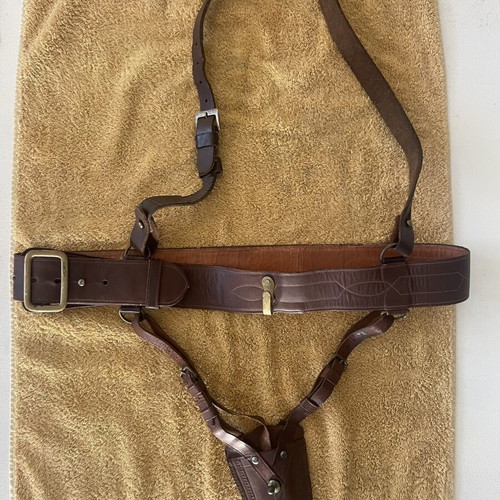 Military belt Sam Brown officer Greek army like new with sword frog
