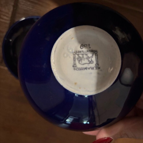 Cobalt ceramic bowl used, deep and shallow