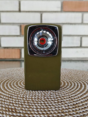 Vintage metal pocket flashlight, khaki