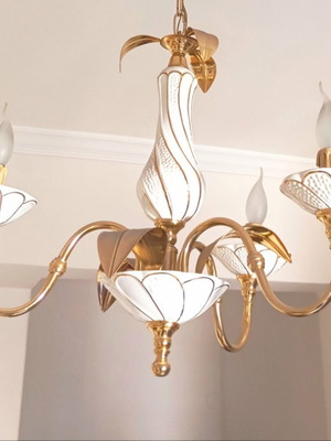 Vintage porcelain ceiling light with gold details