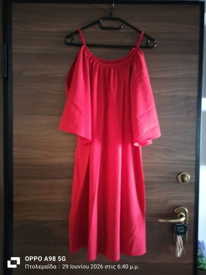Red dress with off-shoulder bell sleeves like new