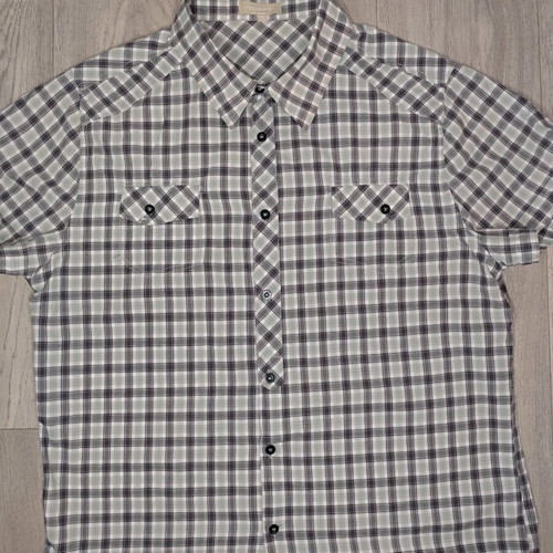 Tex men's short-sleeve shirt size XL like new, gray and white plaid