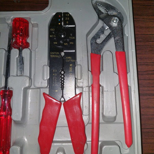 Tool kit with German wrenches and electrical tools used