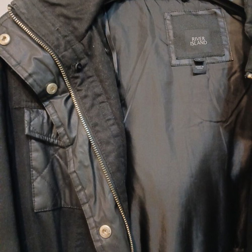 River Island parka jacket size S used, black